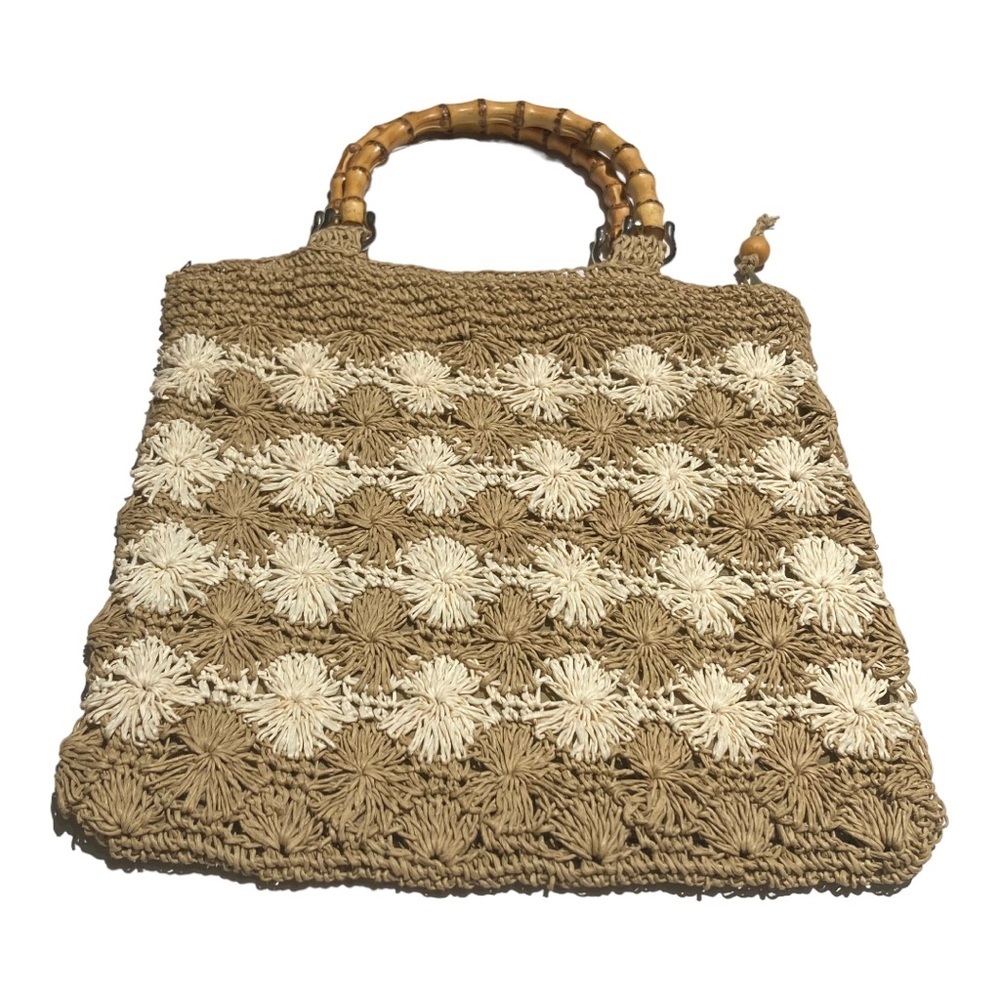 Vintage The Limited Handmade Crochet Bag with Bamboo Handle 90s Y2K - Picture 2 of 11